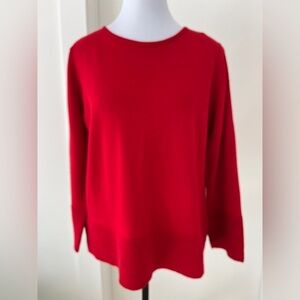 BARTOLINI Red  Fine Knit Wide Sleeve Crew Neck Sweater Rib Detail Made Italy